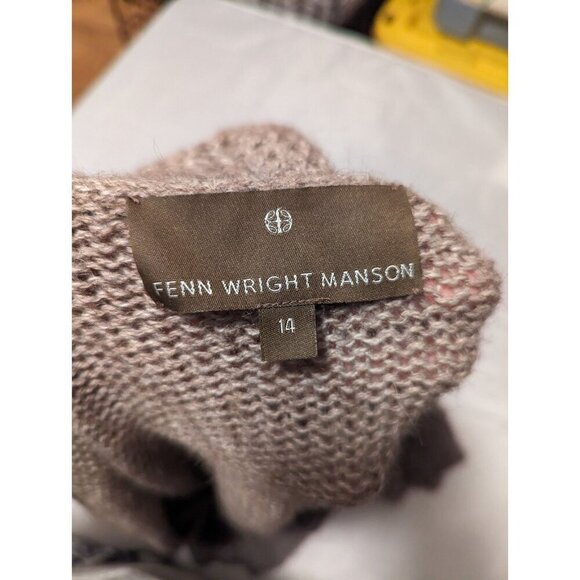 Fenn Wright Manson Women's Size 14 Brown/Beige 3/4 Sleeve Open Front Cardigan - Picture 6 of 11